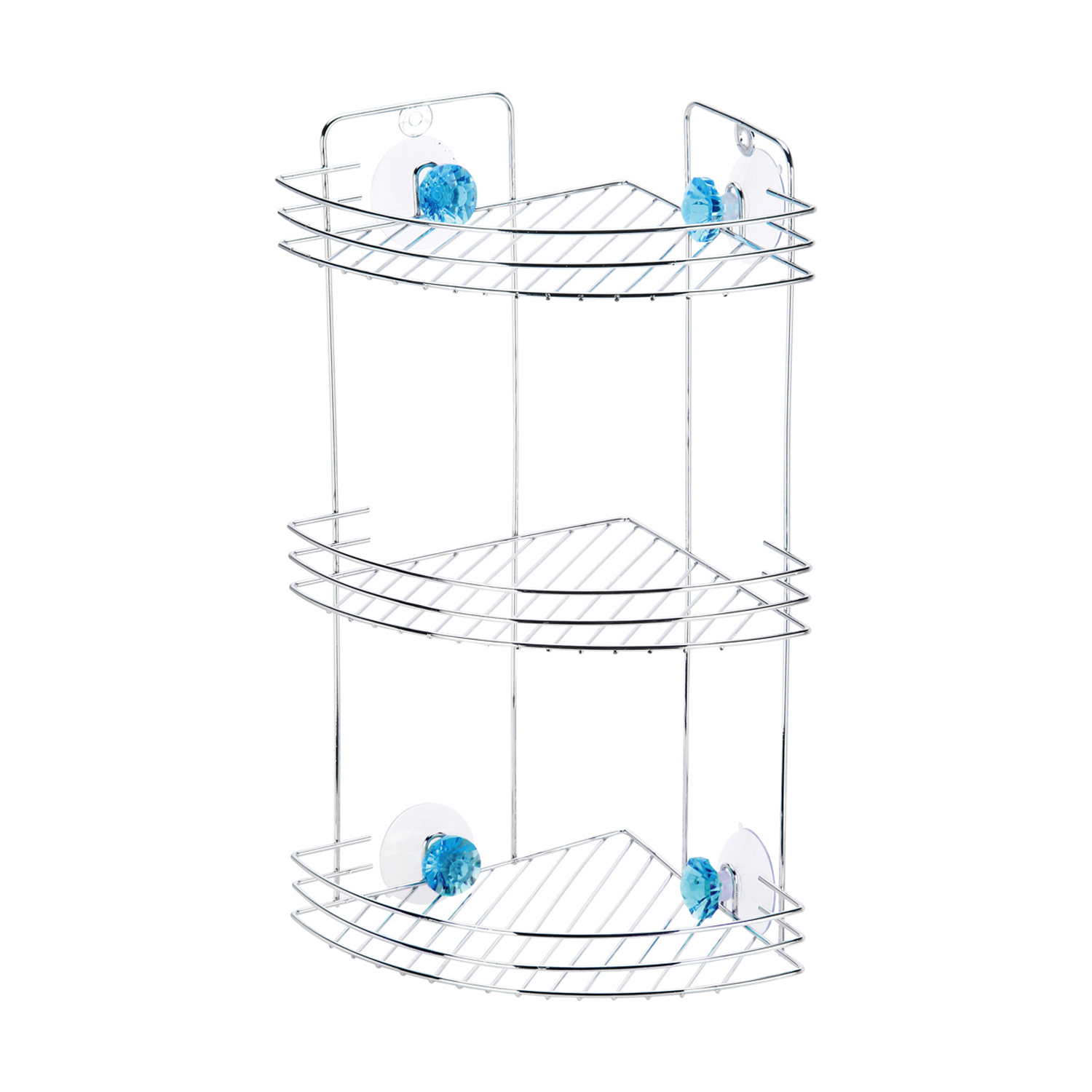 Полка Рыжий кот Для ванной угловая 3-х ярусная на присосках бриллиант - фото 1