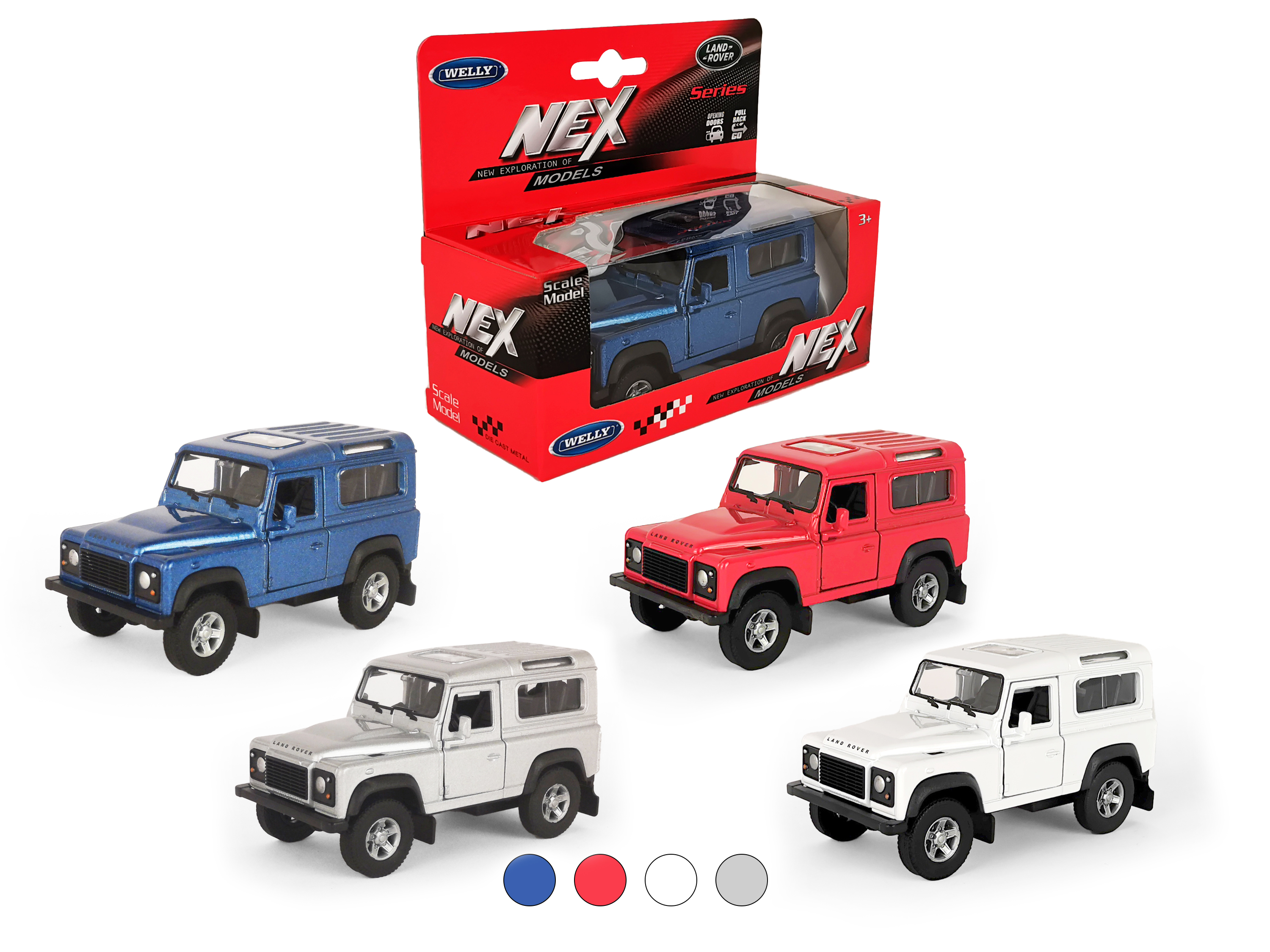 Машинка WELLY 1:38 Land Rover Defender I цвет в ассортименте купить по цене  999 ₽ в интернет-магазине Детский мир