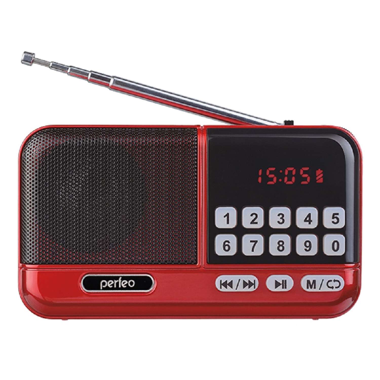 Радиоприемник Perfeo цифровой ASPEN FM 87.5-108МГц MP3 питание USB или 18650 красный i20RED - фото 1