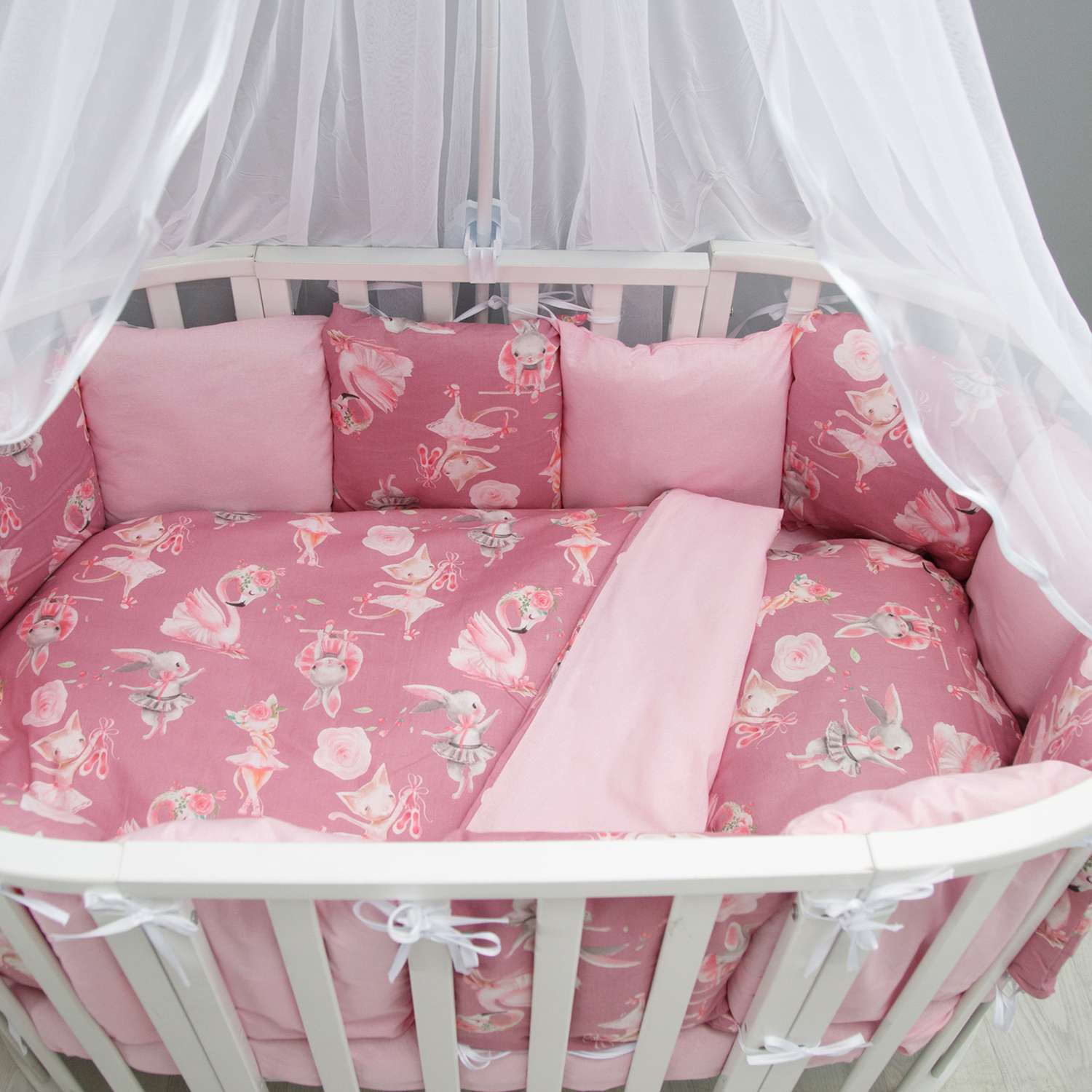 Комплект постельного белья Amarobaby Premium Нежный Танец 7предметов Розовый - фото 4