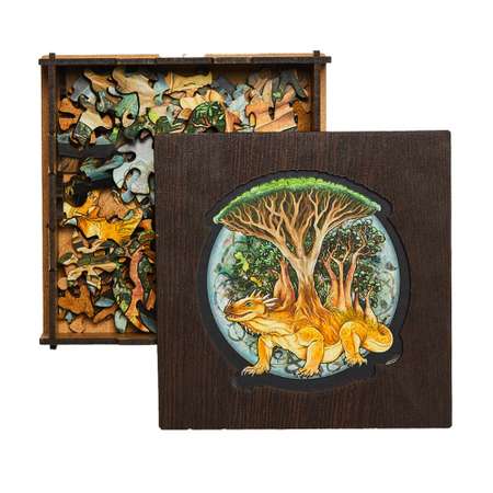 Пазл VIZERION деревянный для взрослых и детей Дракон Земли размер 21x21 см 130 элементов