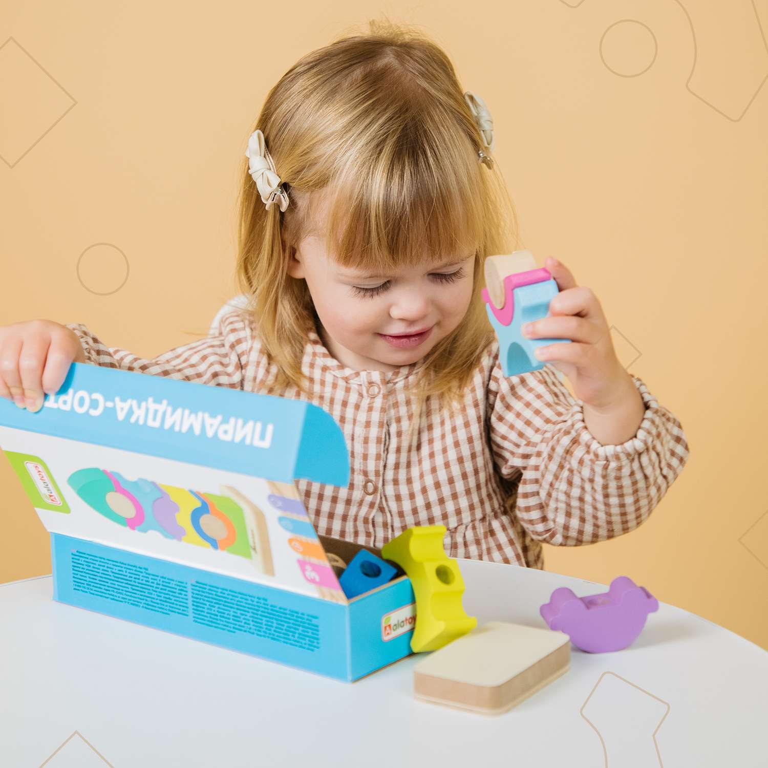 Пирамидка деревянная Башня Alatoys развивающая обучающая Монтессори игрушка для малышей - фото 7
