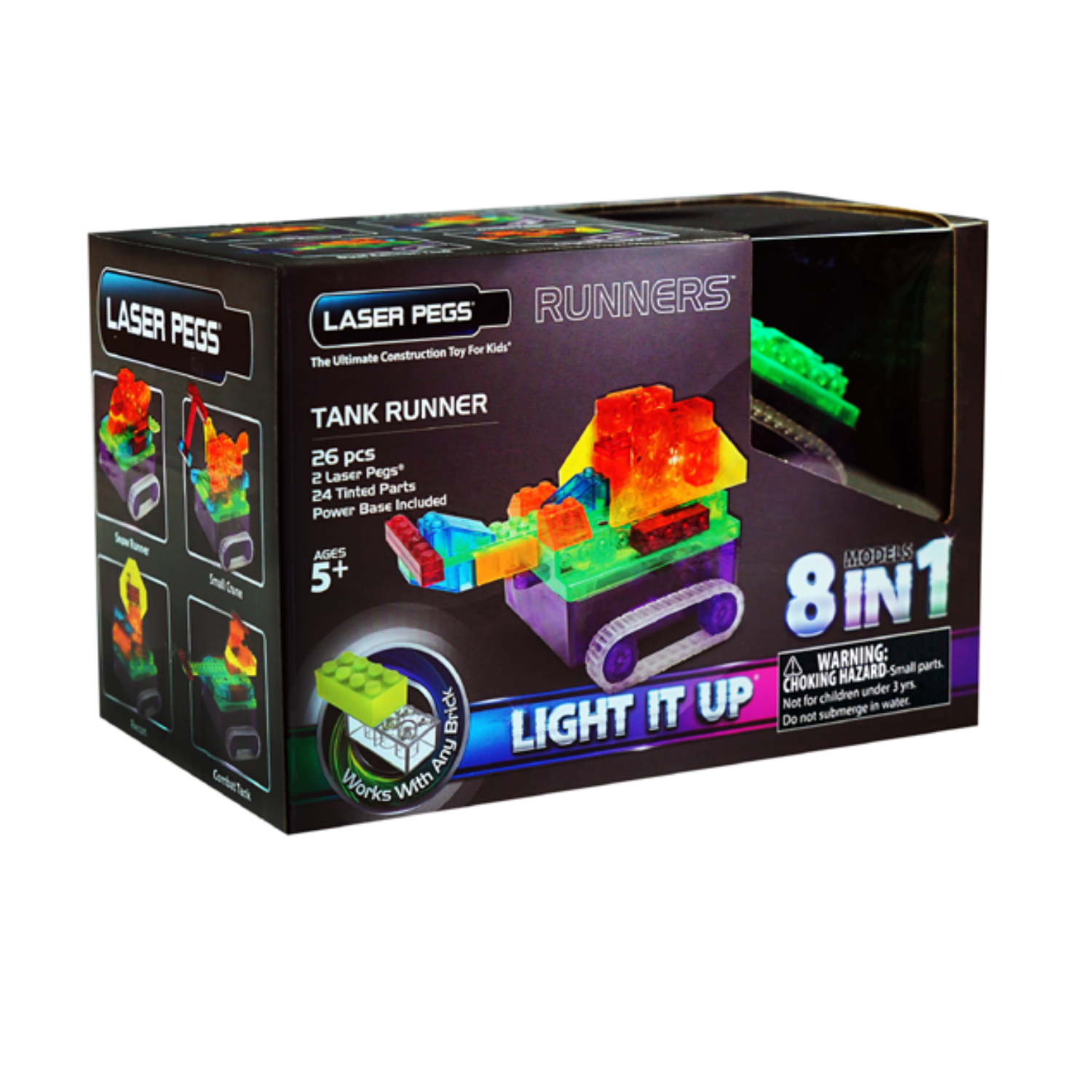 Светодиодный конструктор Laser Pegs Танк с цветными деталями 8 в 1 - фото 1