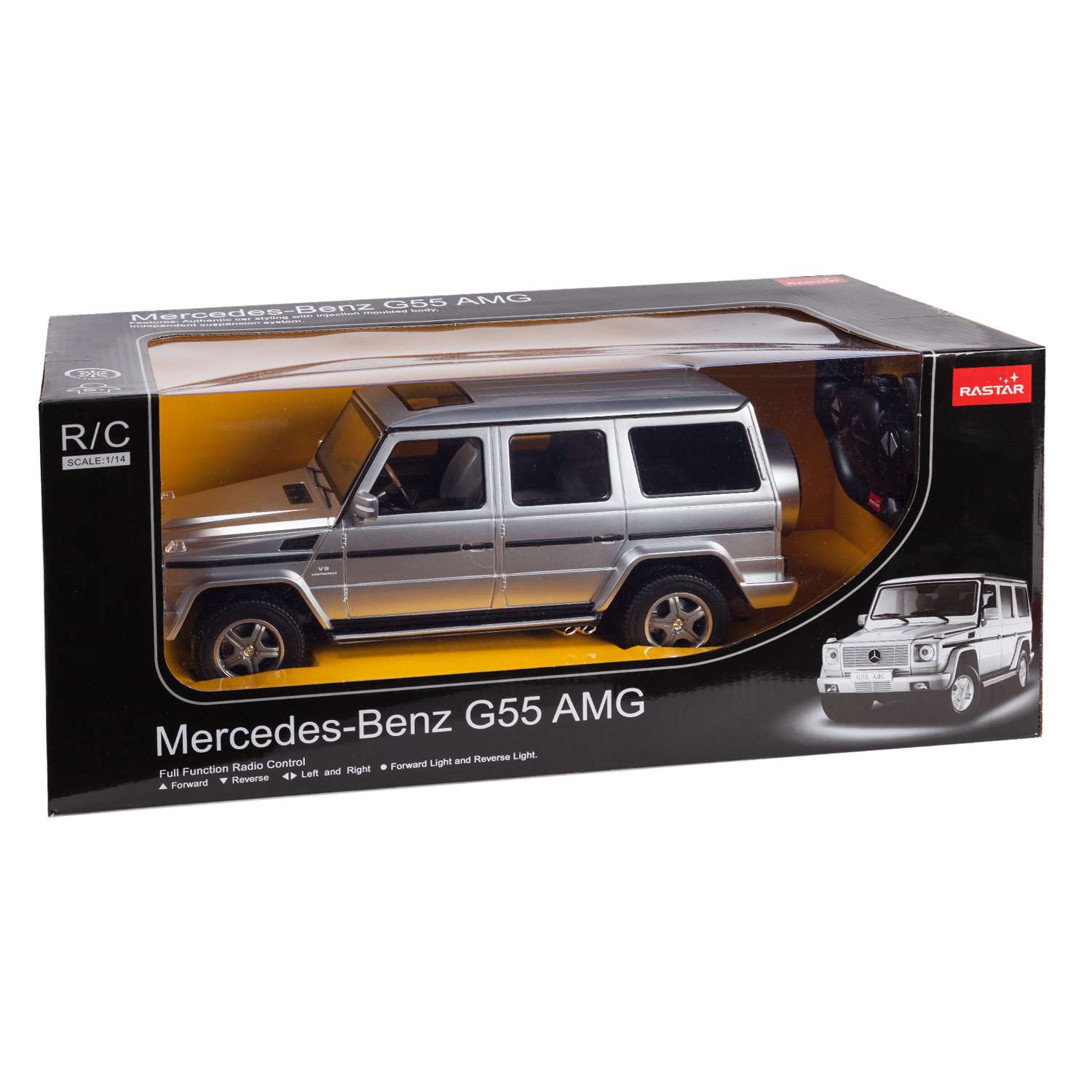 Машинка радиоуправляемая Rastar Mercedes-Benz G55 1:14 серебряная - фото 3