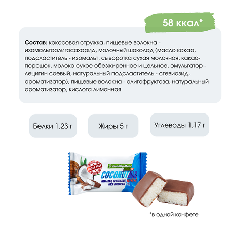 Ассорти конфет без сахара POWER PRO COCONUT BAR mini