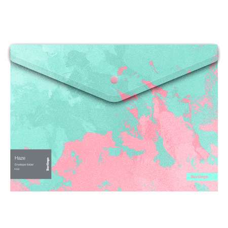 Папка-конверт на кнопке BERLINGO Haze 180мкм мятная/розовая с рисунком глиттер-эффект набор 12 шт