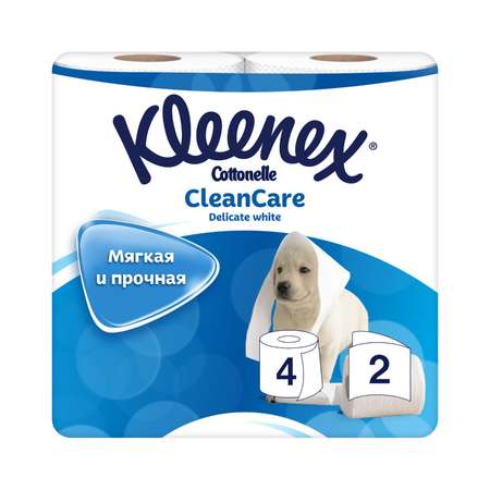 Туалетная бумага Kleenex Деликат Уайт 2слоя 4рулона Белая