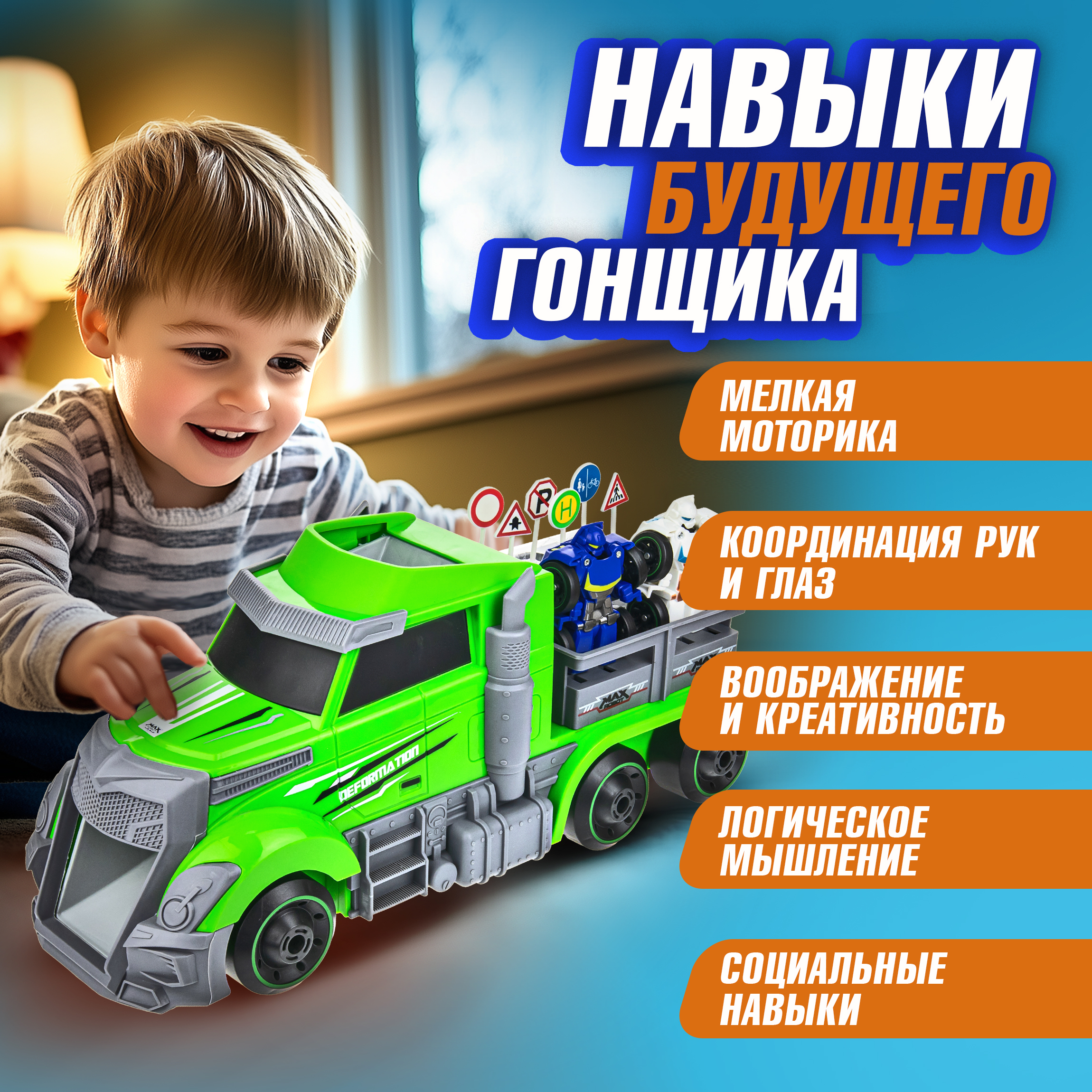 Игровой набор 1TOY Мой первый трансформер зеленый Т19438 - фото 6