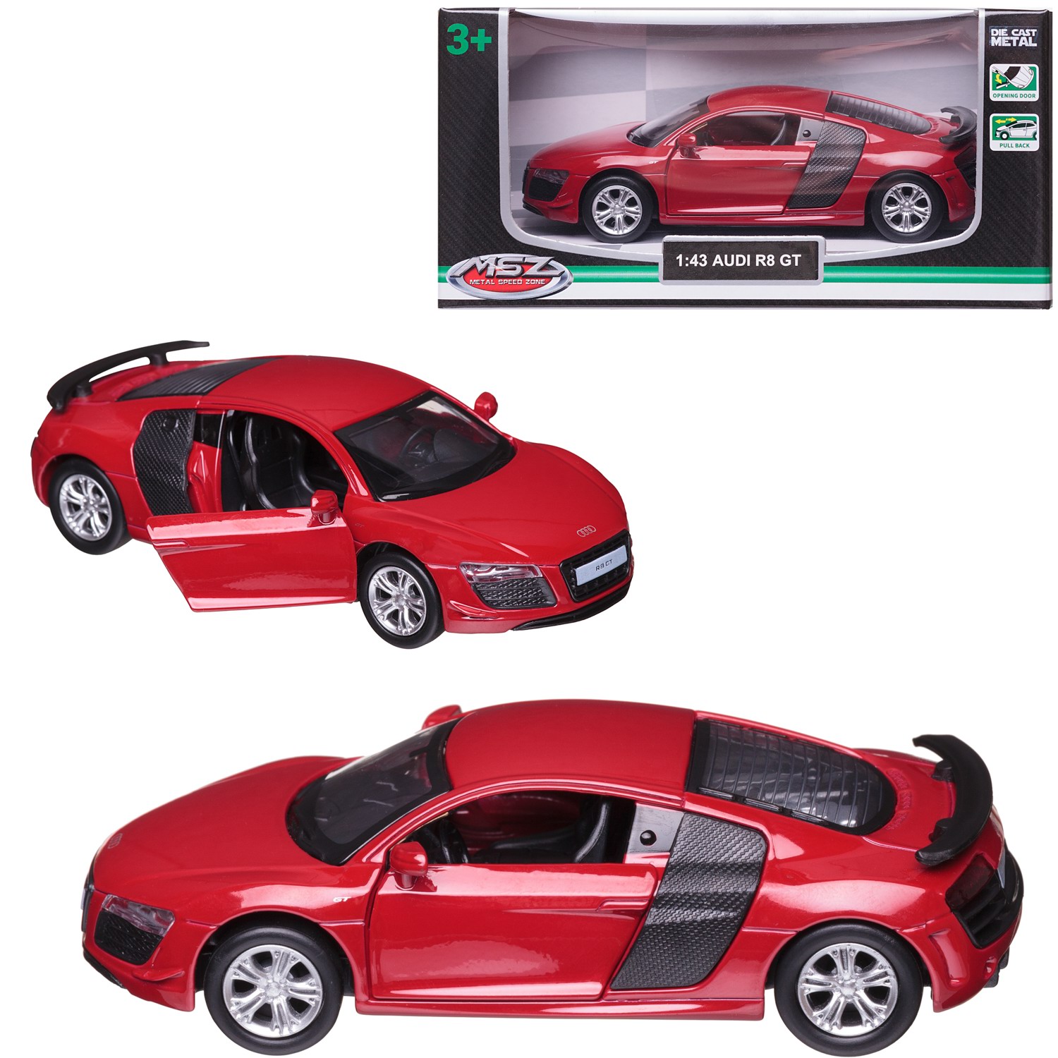 Автомобиль Abtoys Audi MSZ 1:43 инерционный красный WE-15956R - фото 1