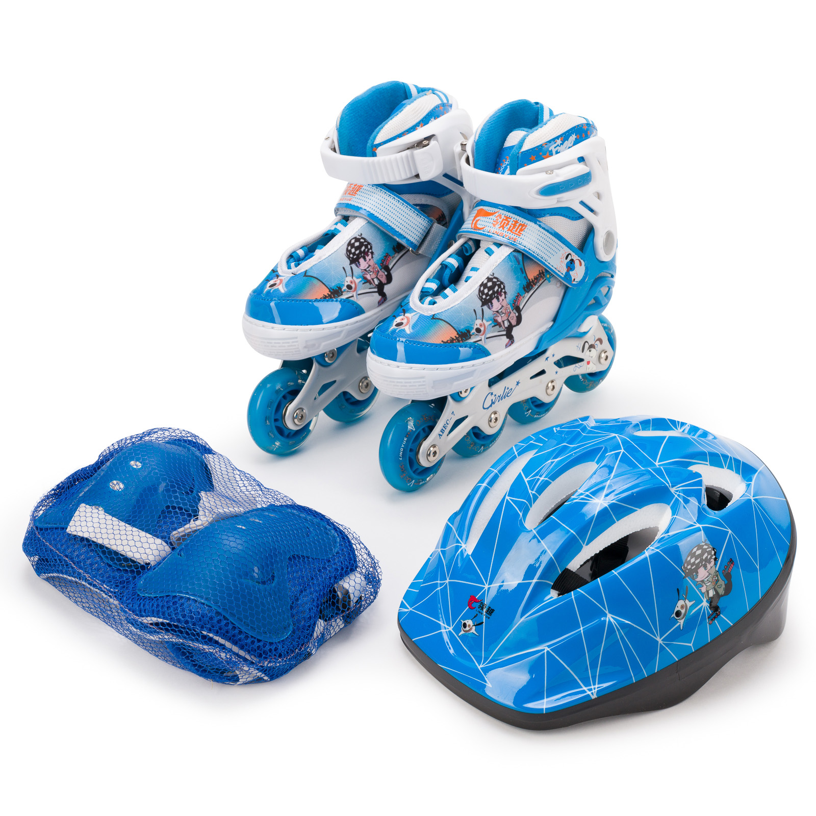 Набор SXRide ролики шлем и защита YXSKB01 синие размер S 31-34 - фото 1
