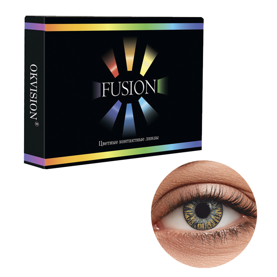 Цветные контактные линзы OKVision Fusion monthly R 8.6 -4.00 цвет Coffee 2 шт 1 месяц - фото 1