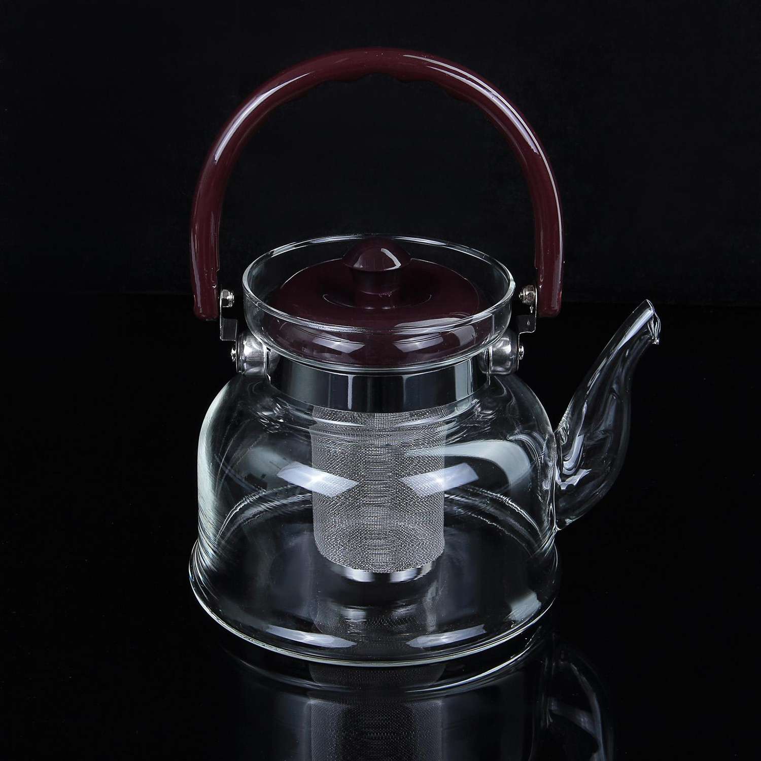 Чайник Sima-Land стеклянный заварочный с металлическим ситом «Цветочная фантазия» 1 л - фото 4