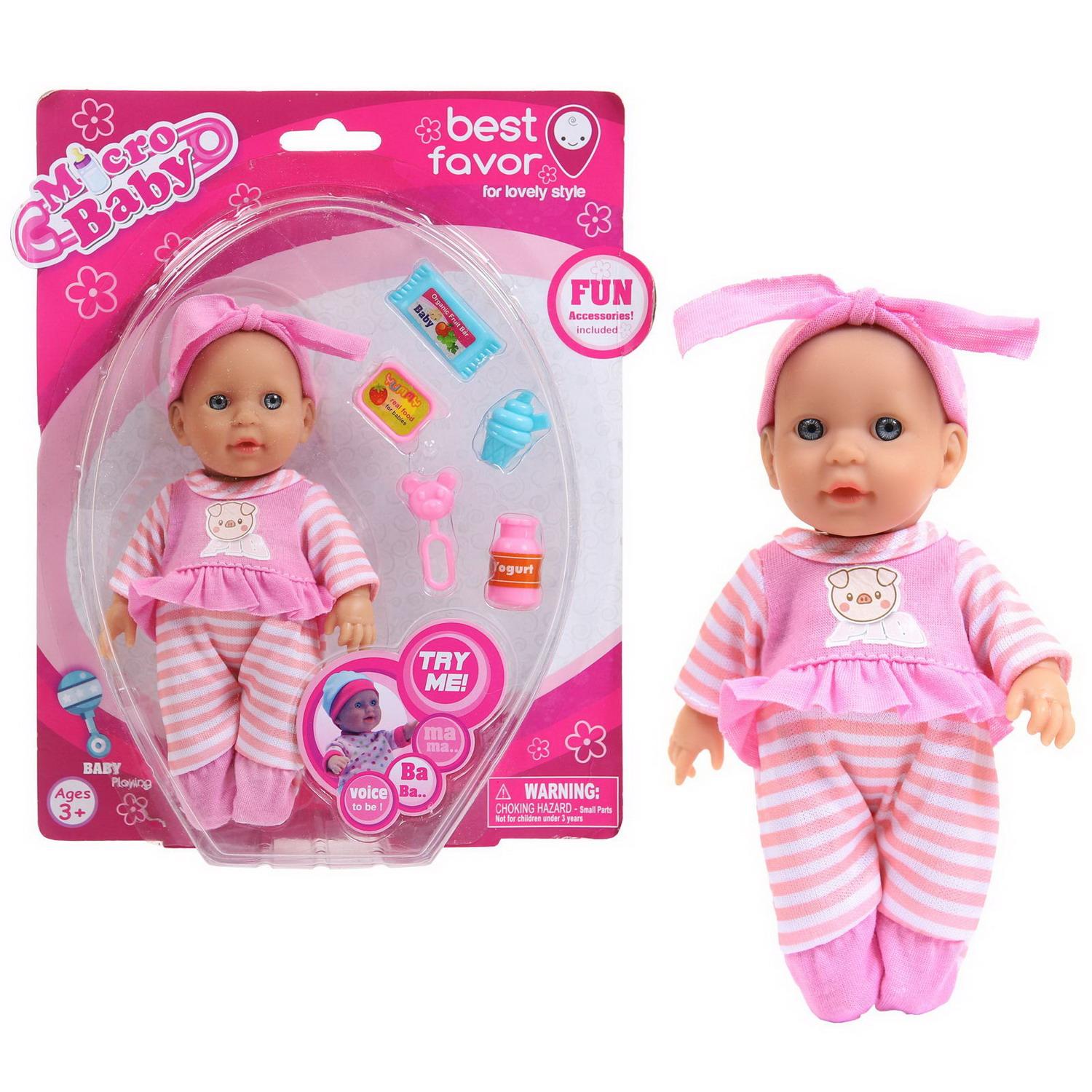 Пупс Junfa micro baby 15 см девочка в костюмчике 2805A/девочка - фото 1