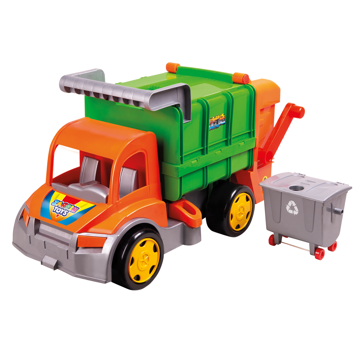 Мусоровоз Zarrin Toys TrashTruck F3-2/оранжевый-зеленый - фото 1