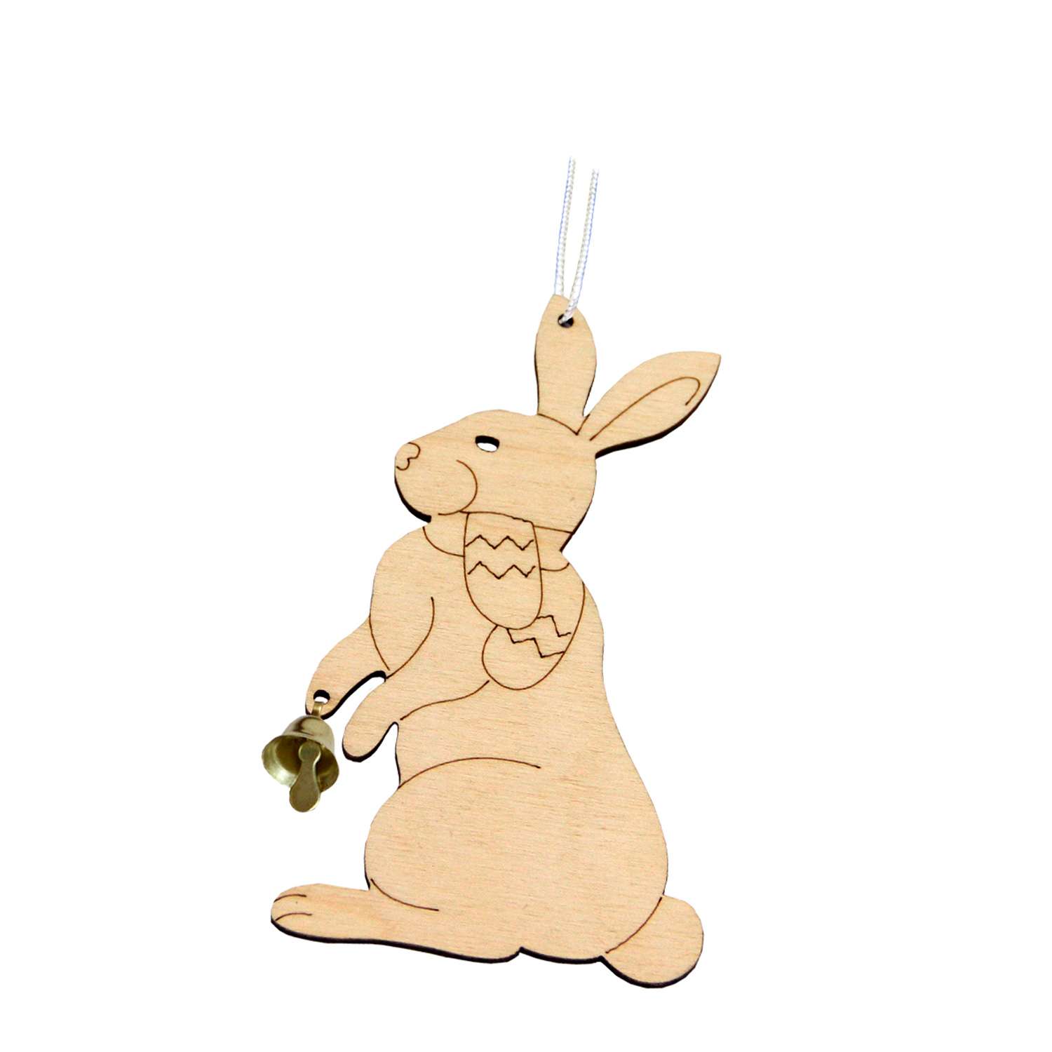 Сувенир для раскрашивания Символик Деревянная подвеска Заяц с колокольчиком - фото 1