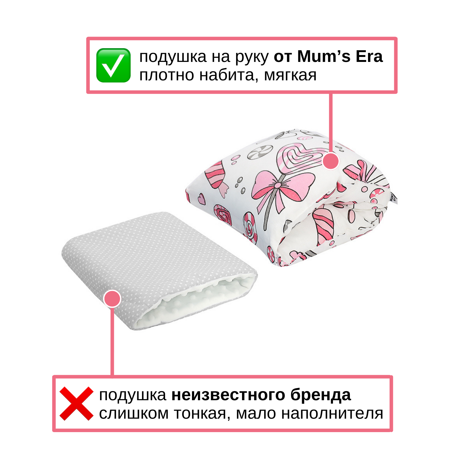 Подушка для новорожденных Mums Era на руку для кормления и укачивания карамель - фото 4