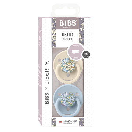 Набор 2 шт. Соска-пустышка BIBS Liberty De Lux Silicone Eloise Baby Blue 0+ месяцев