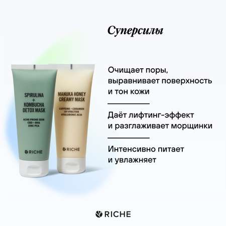 Очищающе-омолаживающий набор RICHE Медовая маска + Глубоко очищающая детокс маски для лица