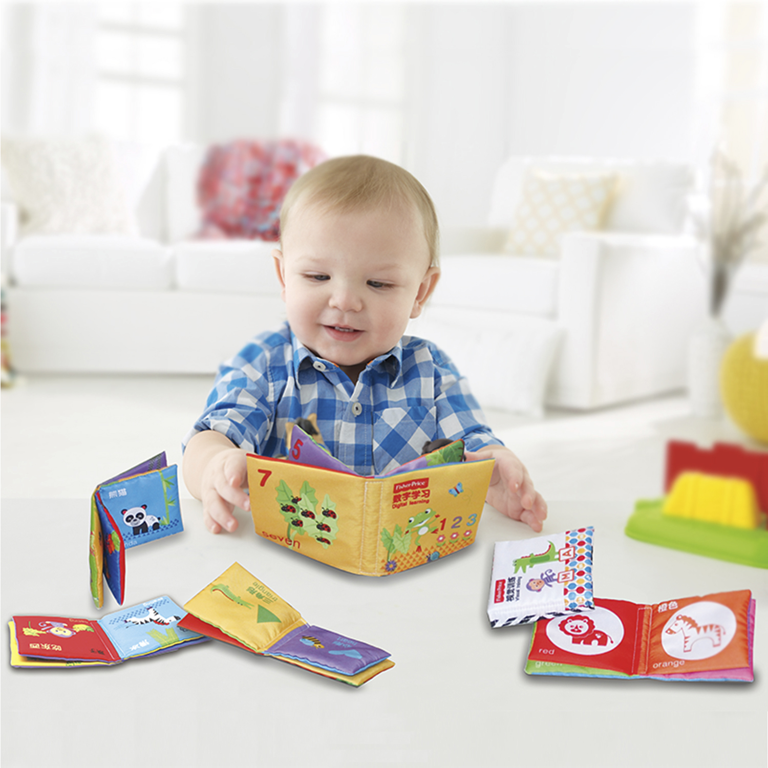 Книжка-игрушка FISHER PRICE набор из 6 штук тактильных с шуршалкой - фото 8