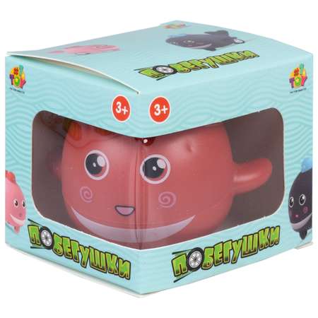 Заводная игрушка для малышей 1TOY Побегушки Кит с детёнышем инерционная покатушка красная