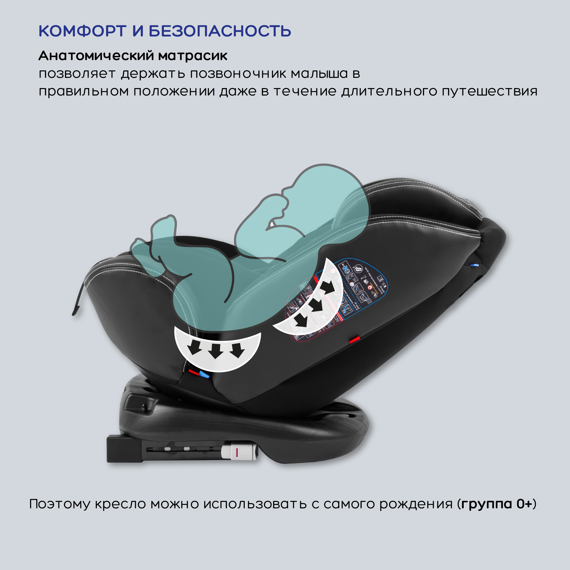 Автокресло детское AmaroBaby ST-3 Isofix класс D группа 0+ 1 2 3 черный - фото 12