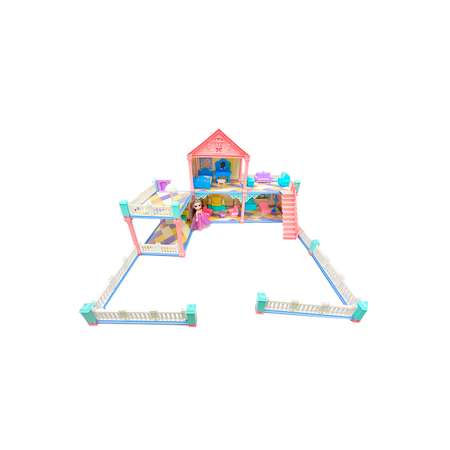 Кукольный домик-конструктор SHARKTOYS с мебелью куклой 2 этажа 4 комнаты