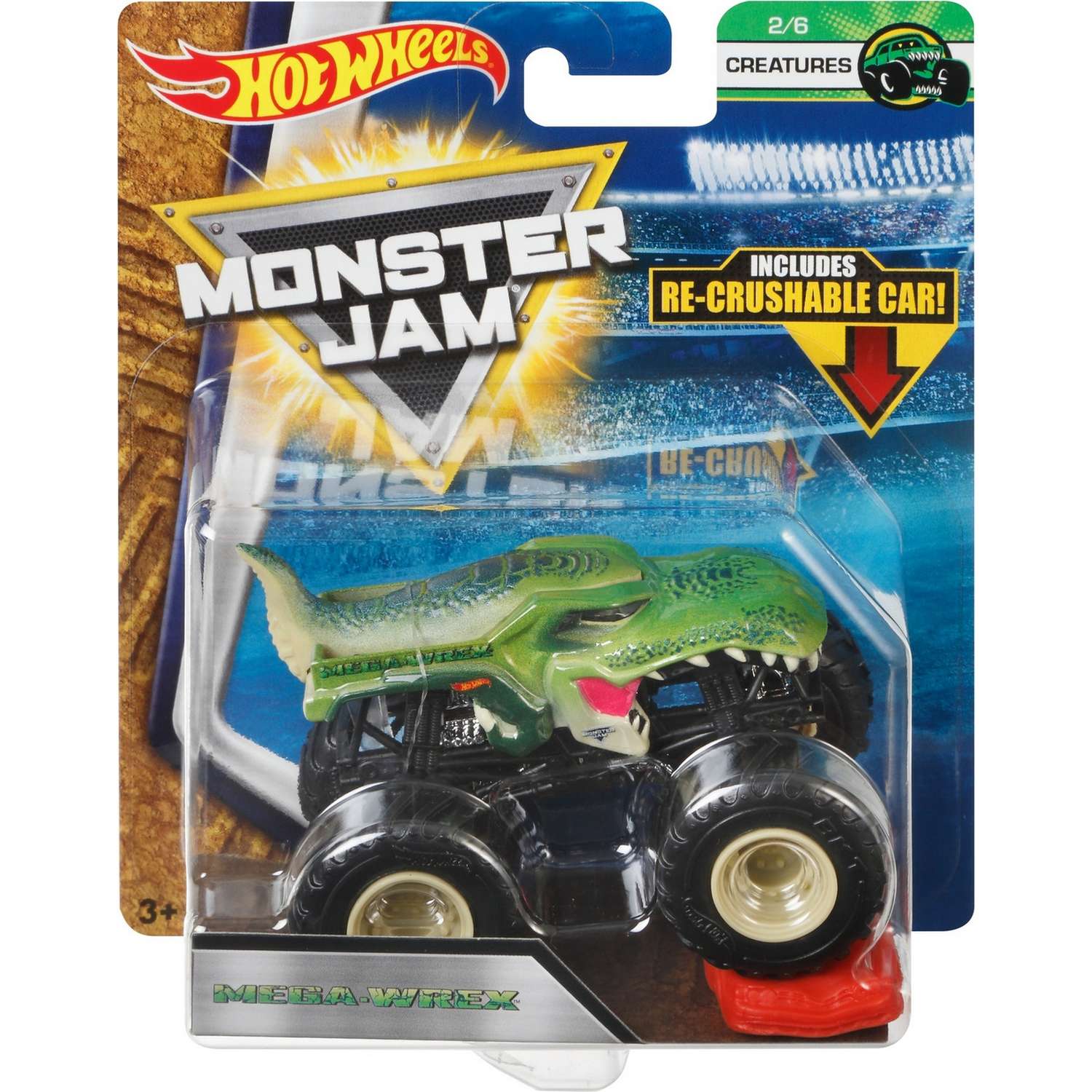 Машина Hot Wheels Monster Jam 1:64 Creatures Мега Рекс FLX28 21572 - фото 2