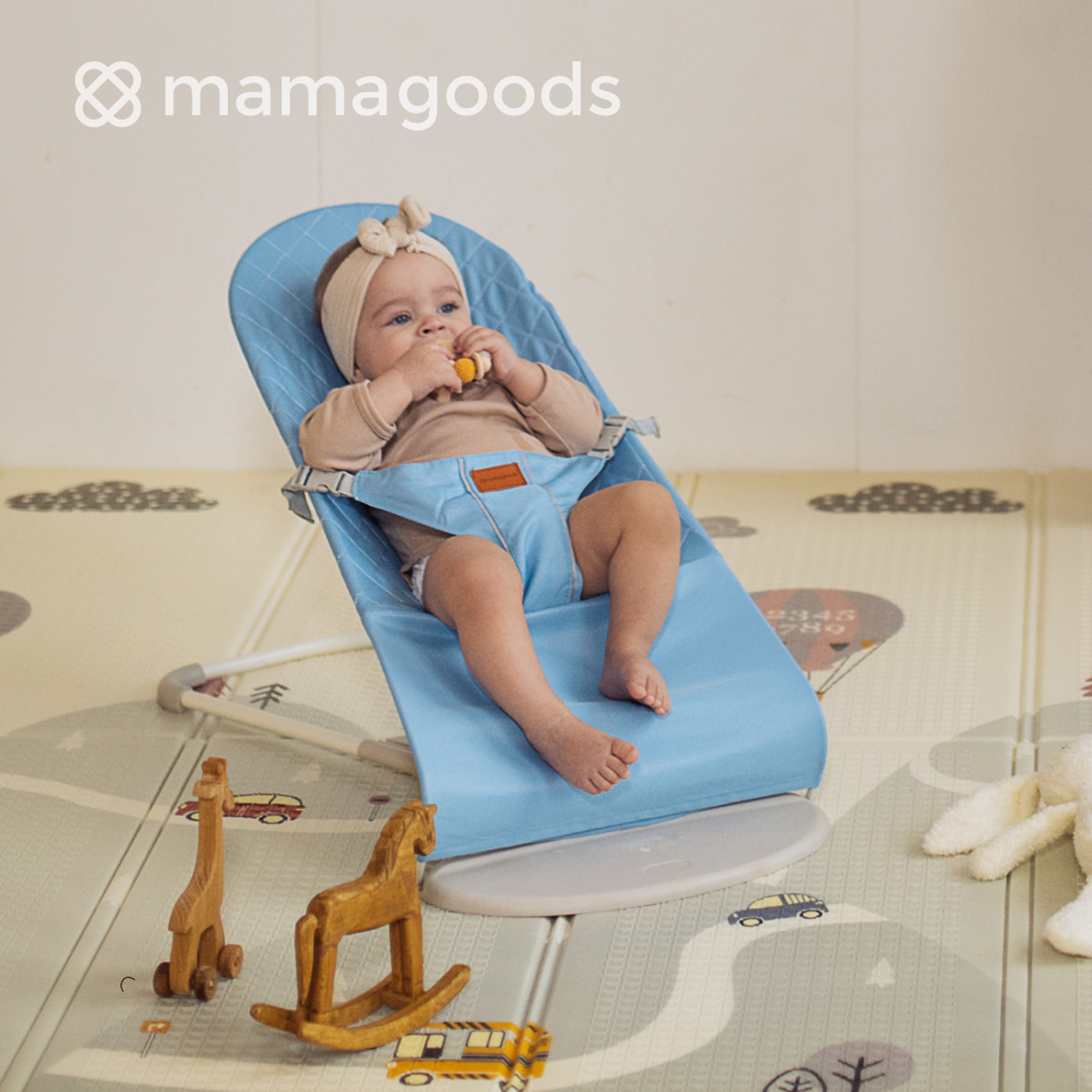 Детский складной шезлонг Mamagoods от 0 кресло качалка для малышей - фото 1