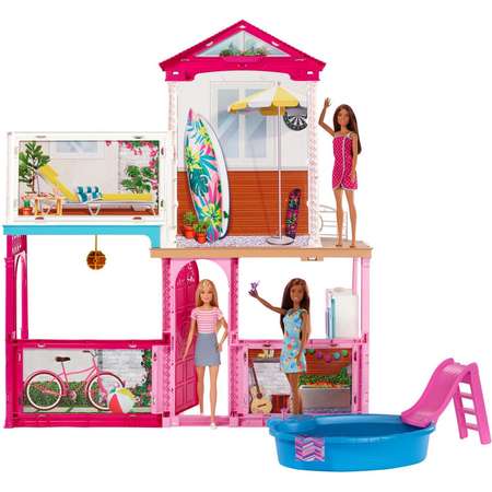 Набор игровой Barbie дом+куклы +аксессуары GLH56