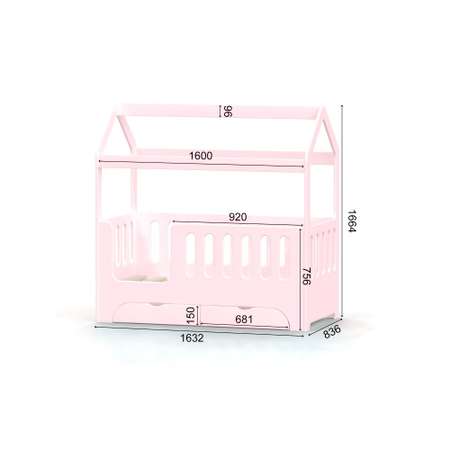 Кровать детская односпальная Roomiroom Односпальная 160х80 детская розовая правая