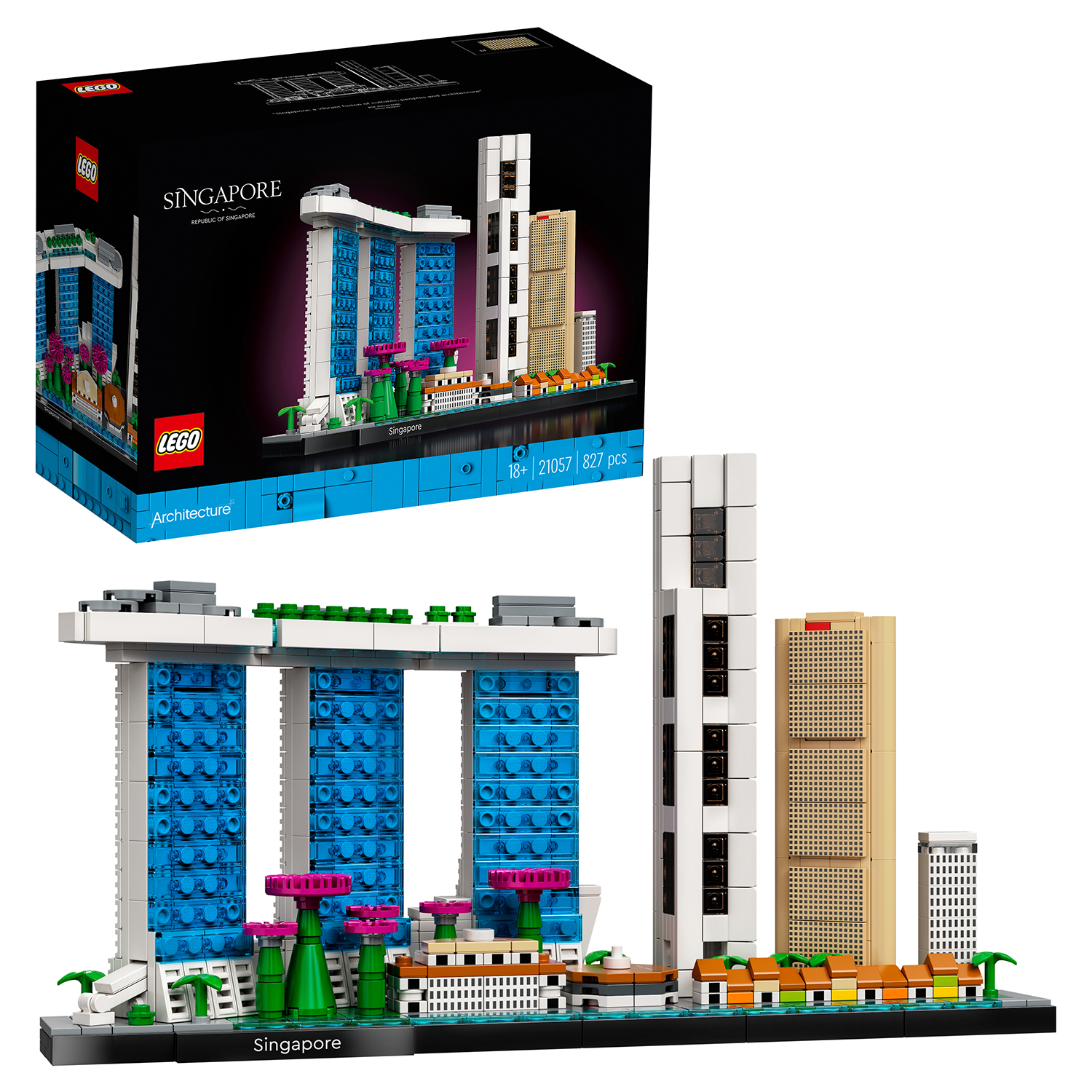 Конструктор LEGO Architecture Сингапур 21057 страна производства Венгрия  21057 купить по цене 5999 ₽ в интернет-магазине Детский мир