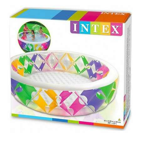 Надувной бассейн INTEX прозрачный с надувным дном с цветными вставками 229х56 см от 6 лет