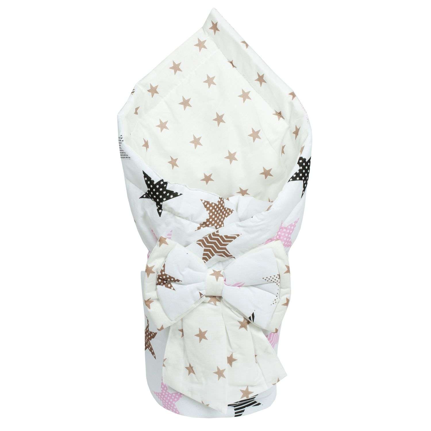 Конверт-одеяло Чудо-чадо для новорожденного на выписку Времена года звездочки с розовым - фото 1