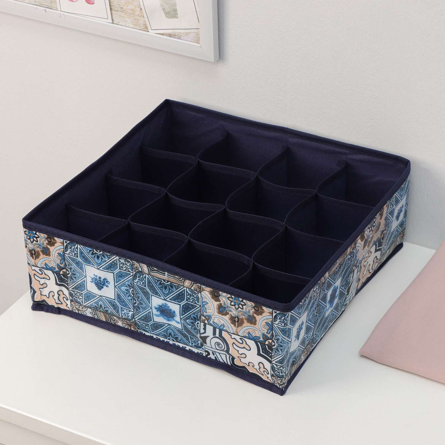Органайзер Доляна для хранения белья «Мозаика» 16 отделений 32×32×12 см цвет синий - фото 2