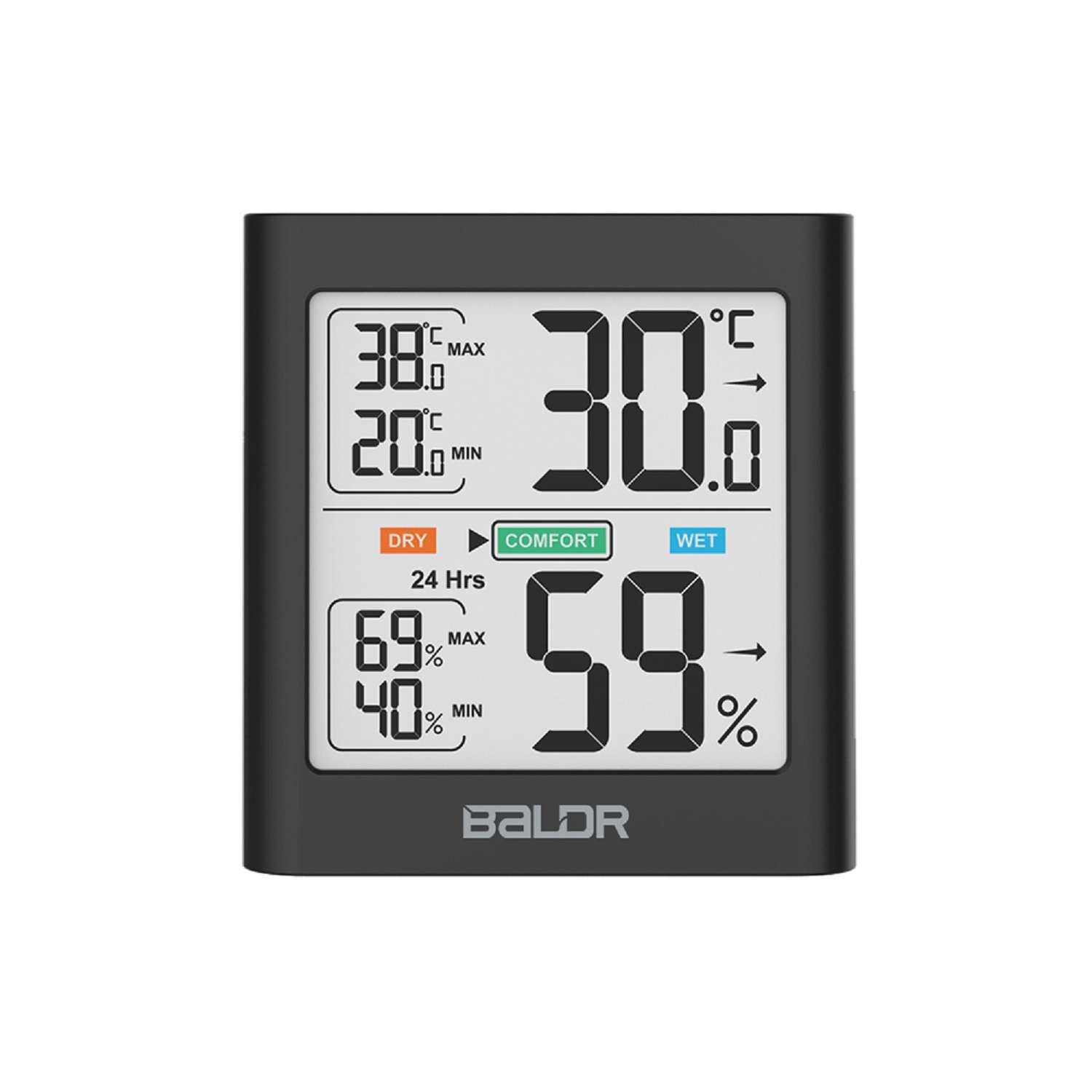 Цифровой термогигрометр Baldr черный - фото 1