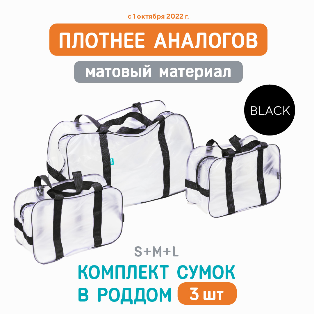 Сумка в роддом Wolli Матовый черный комплект 3 шт - фото 2