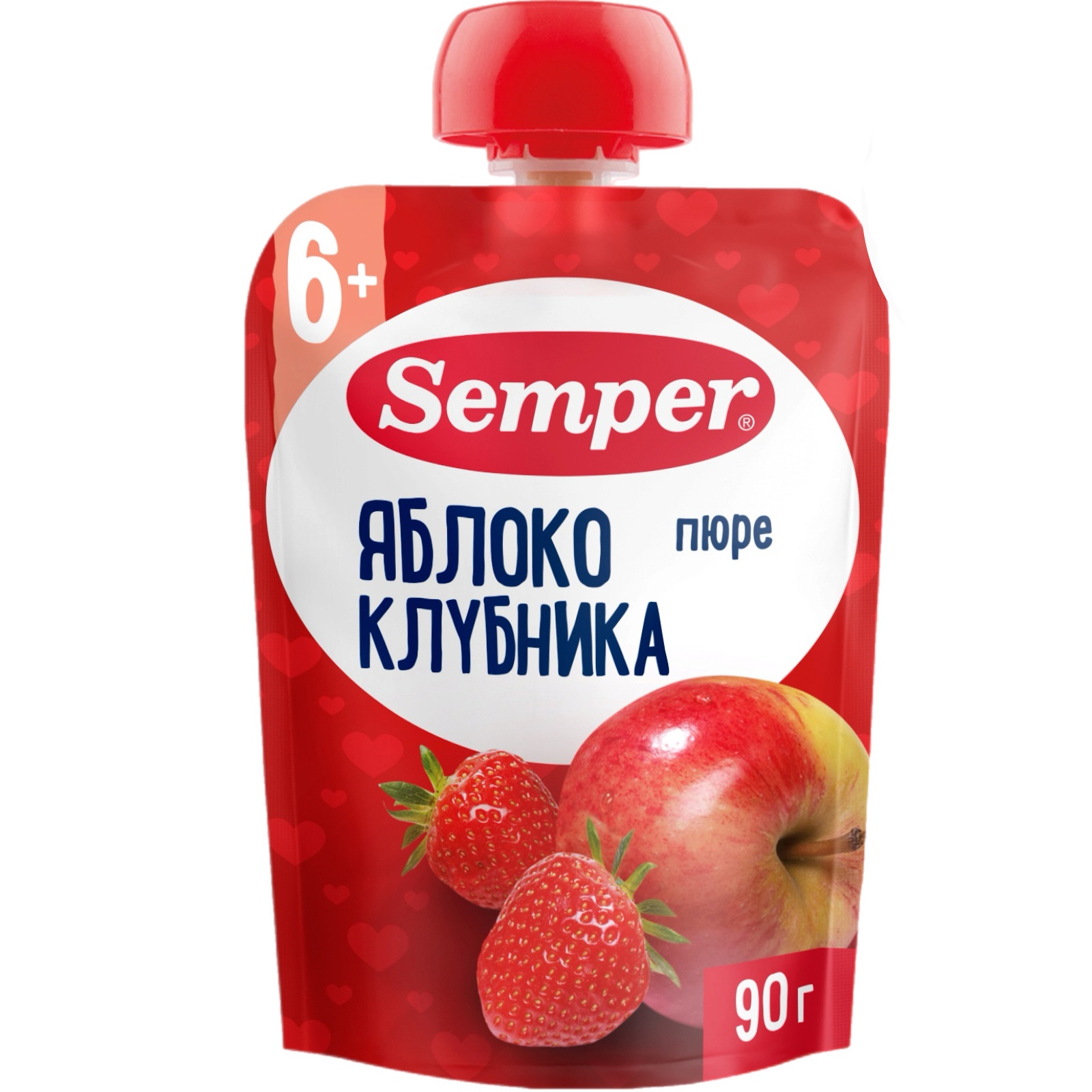 Пюре Semper яблоко-клубника пауч 90г с 6месяцев - фото 1