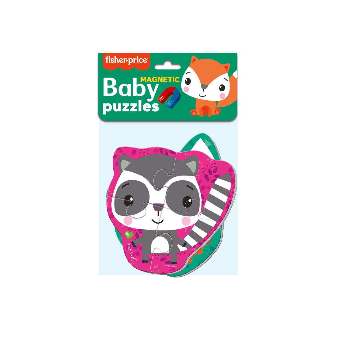 Набор пазлов Vladi Toys мягкие магнитные Baby puzzle Fisher-Price Лис и енот 2 картинки 7 элементов - фото 2