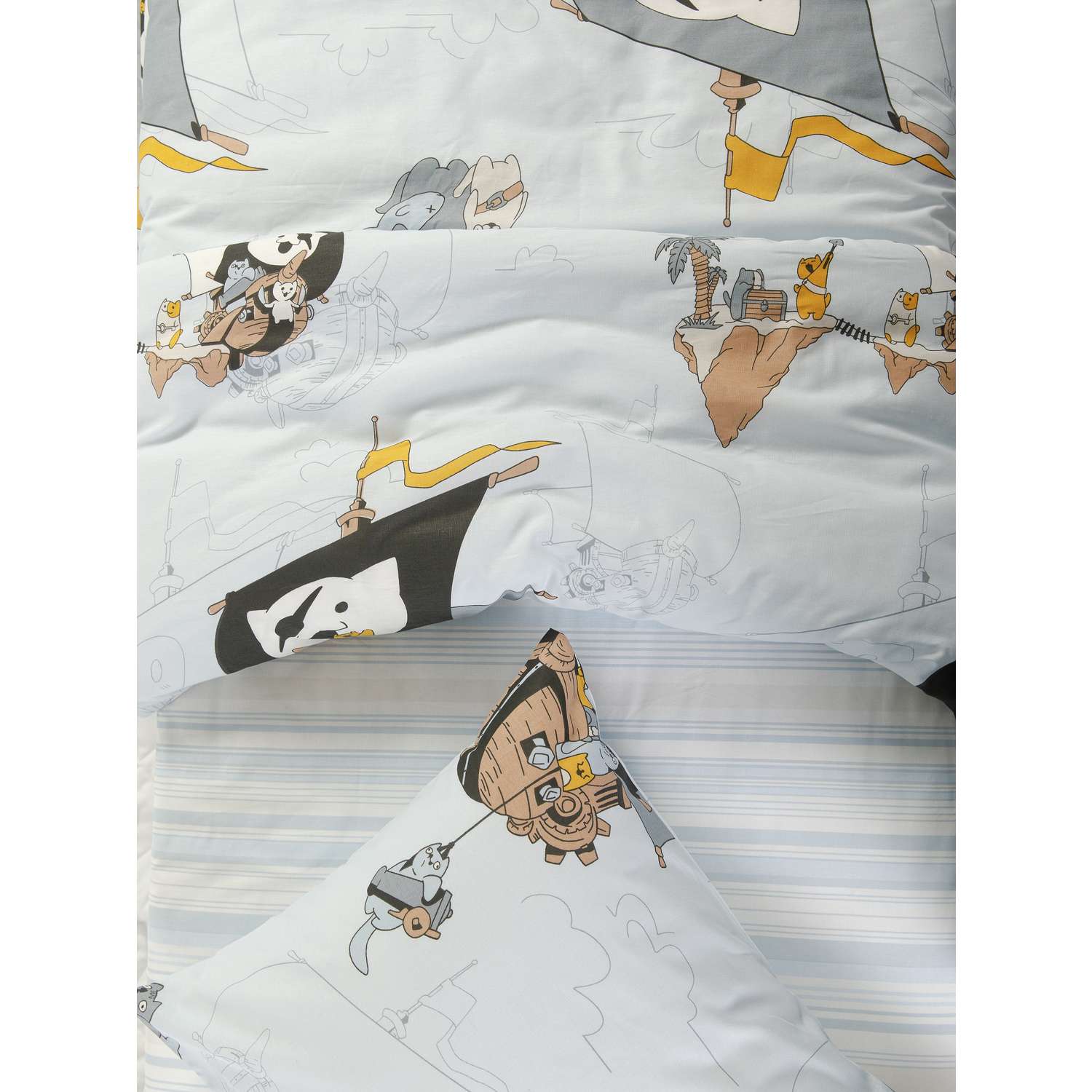 Детское постельное белье Ночь Нежна Коты-Пираты 1.5 спальный наволочка 50х70 см - фото 2