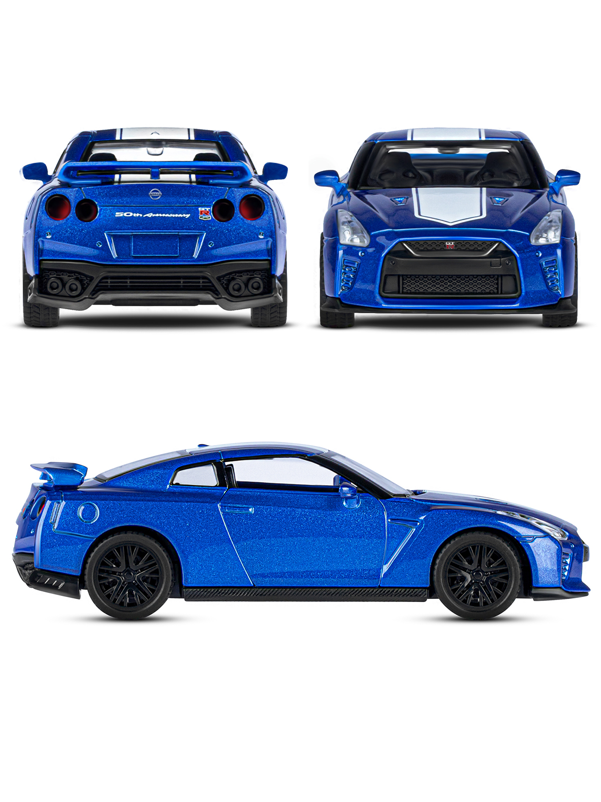 Автомобиль АВТОпанорама Nissan GT R R35 1:43 синий JB1251577 - фото 4