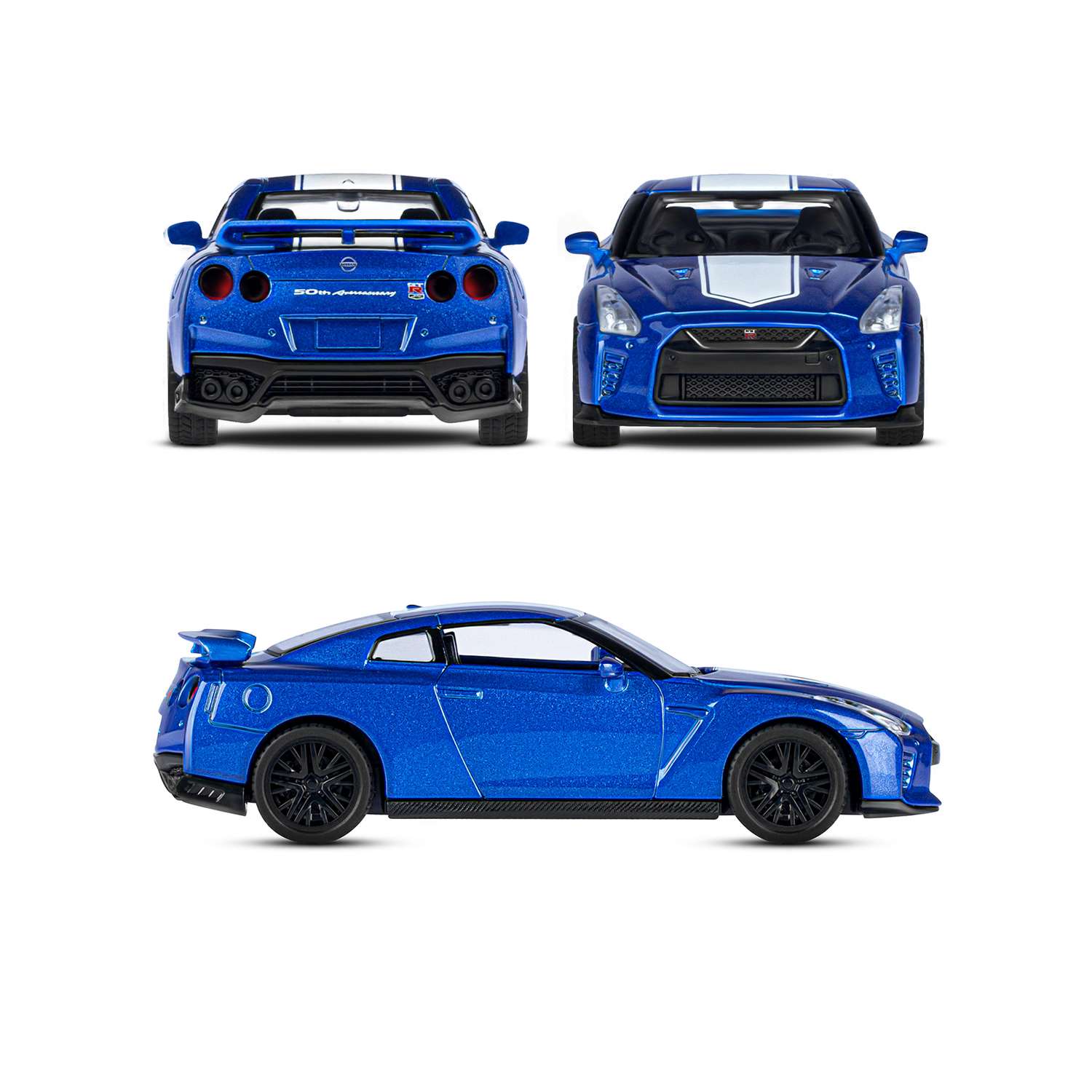 Машинка металлическая АВТОпанорама игрушка детская Nissan GT-R 1:42 синий JB1251577 - фото 4
