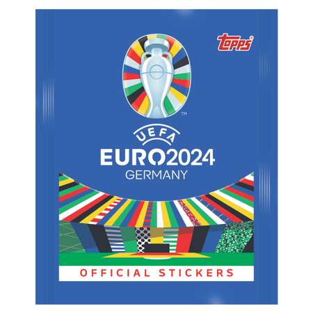 Бокс с наклейками topps Чемпионат Европы по футболу EURO 2024 50 пакетиков в наборе