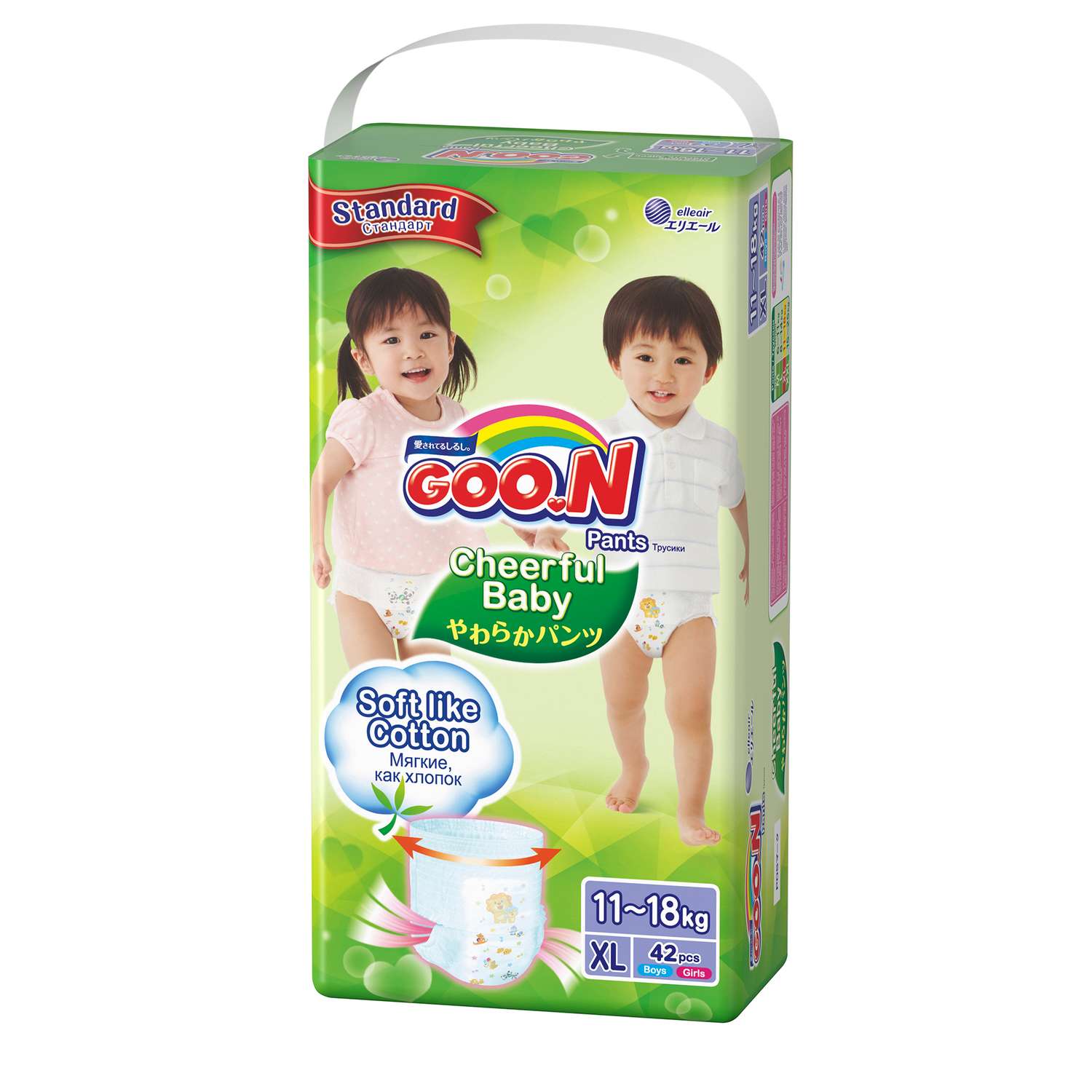 Подгузники-трусики Goon Cheerful Baby XL 11-18кг 42шт - фото 1