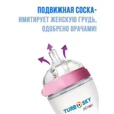 Бутылочка для кормления Turbosky Лёлик 250 мл pink