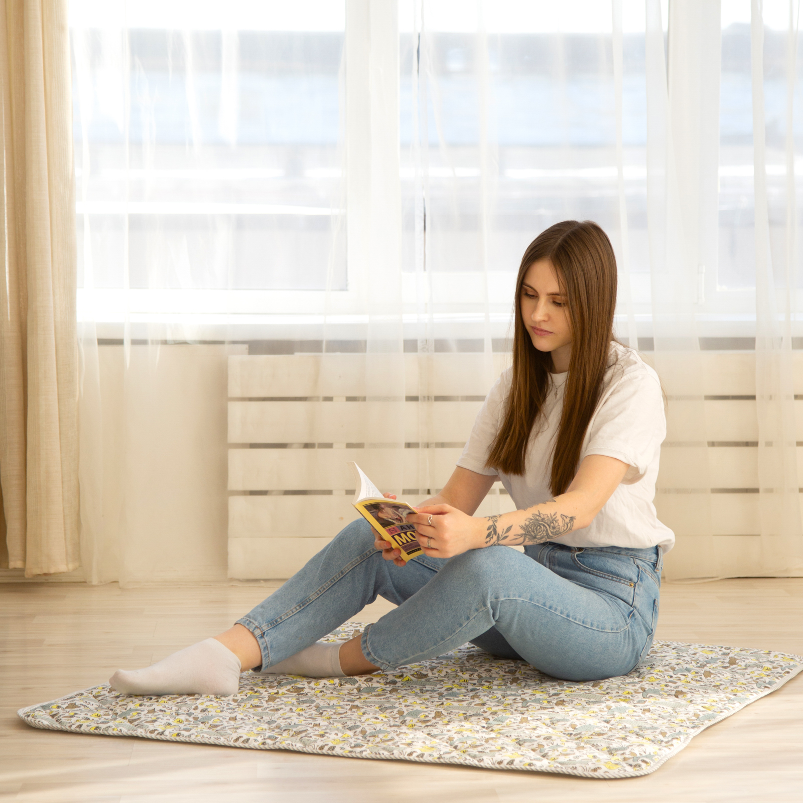 Коврик детский стёганный AmaroBaby Soft Mat 115х115 см Звёзды пэчворк коричневый - фото 15