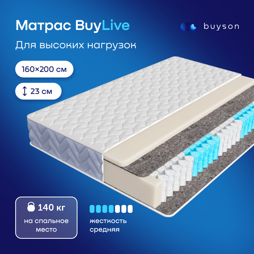 Матрас buyson BuyLive, независимые пружины, 200х160 см - фото 1