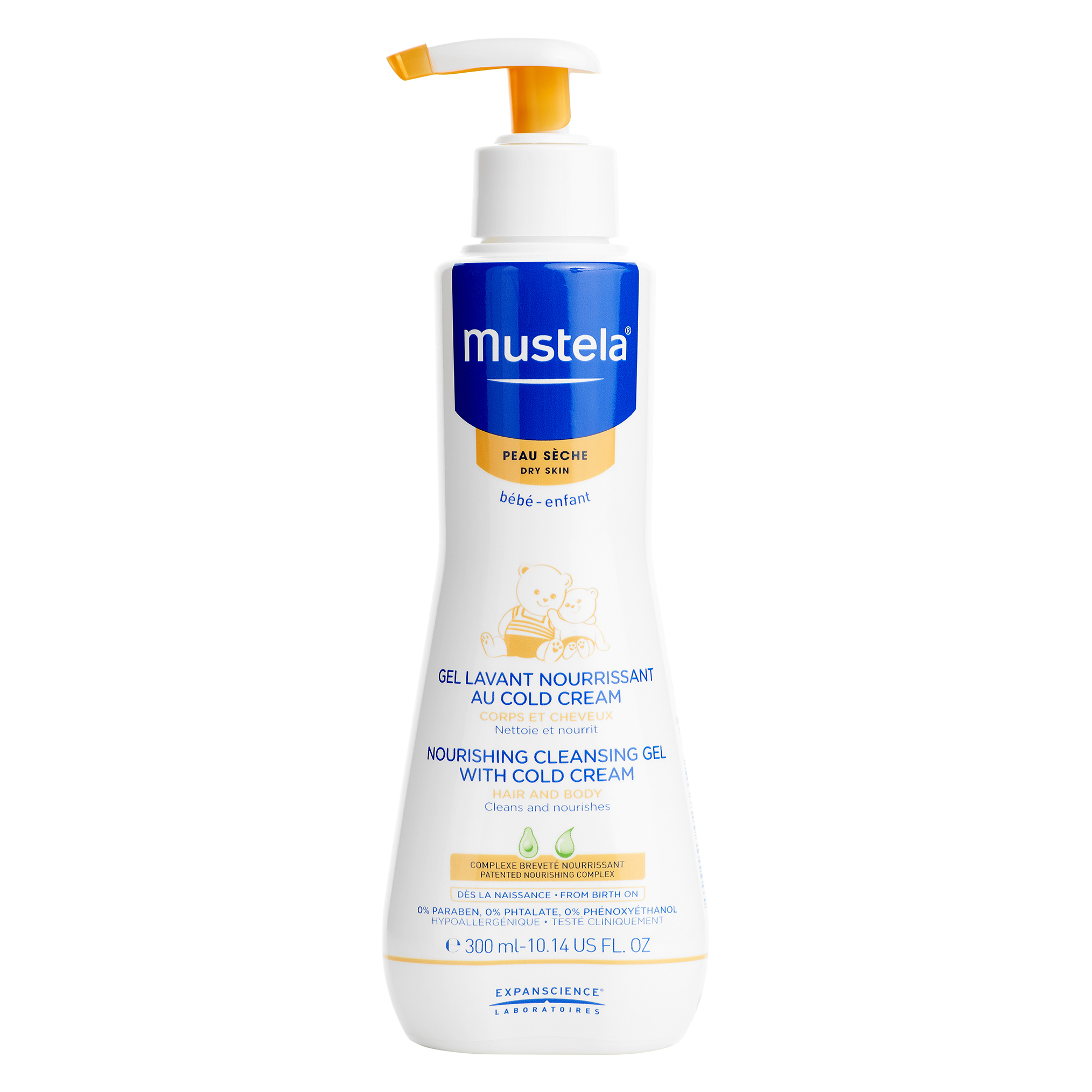 Гель для купания Mustela Bebe для сухой кожи питательный с кольд-кремом 300мл - фото 1