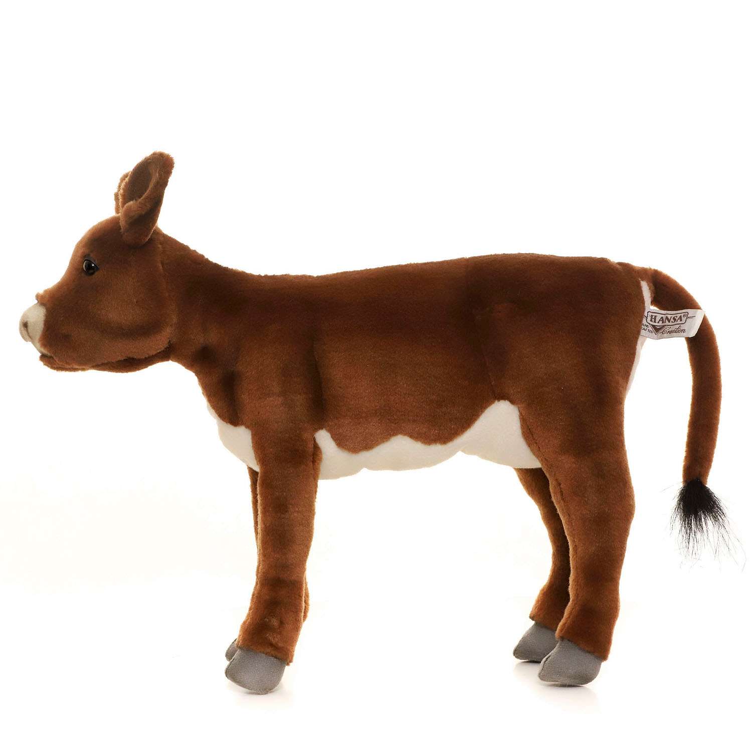 Реалистичная мягкая игрушка HANSA Бык телёнок коричневый 34 см - фото 8