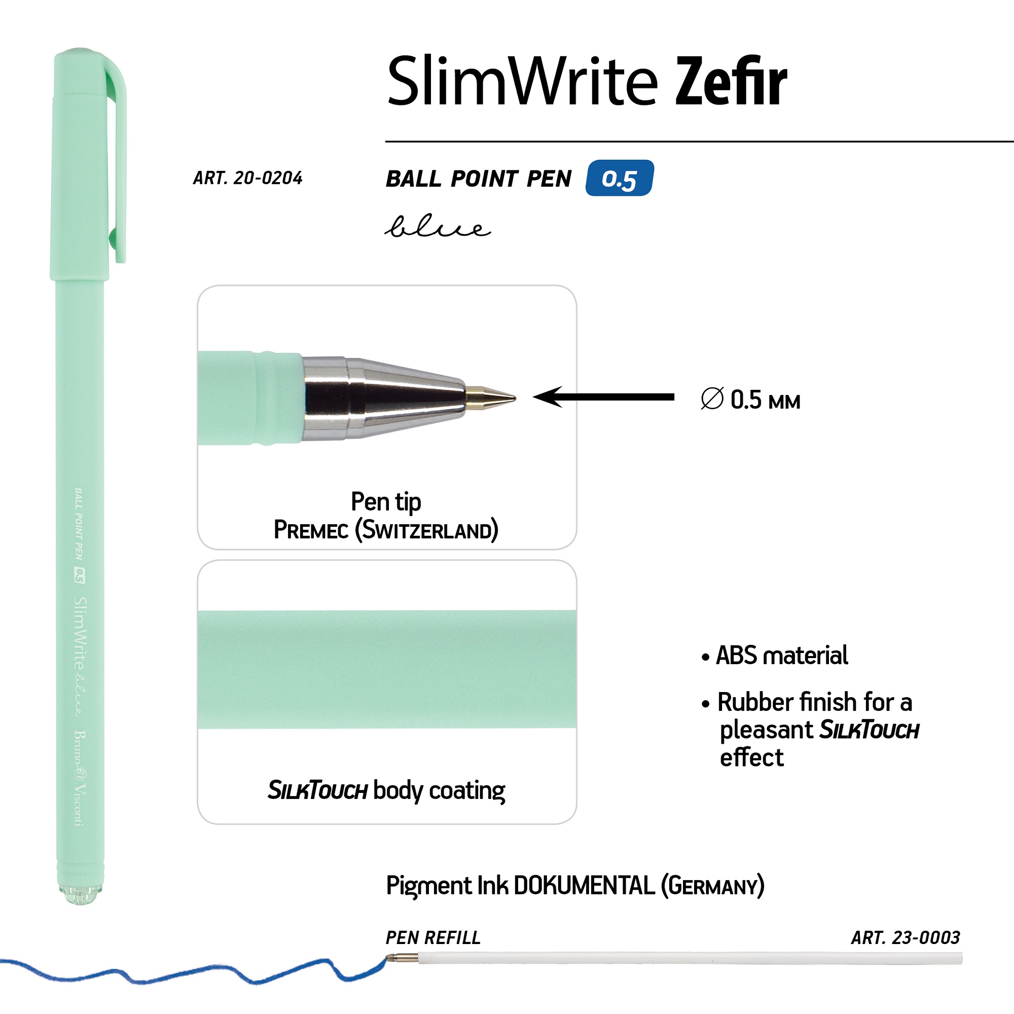 Набор из 24-х шариковых ручек Bruno Visconti SlimWrite Zefir синие - фото 4