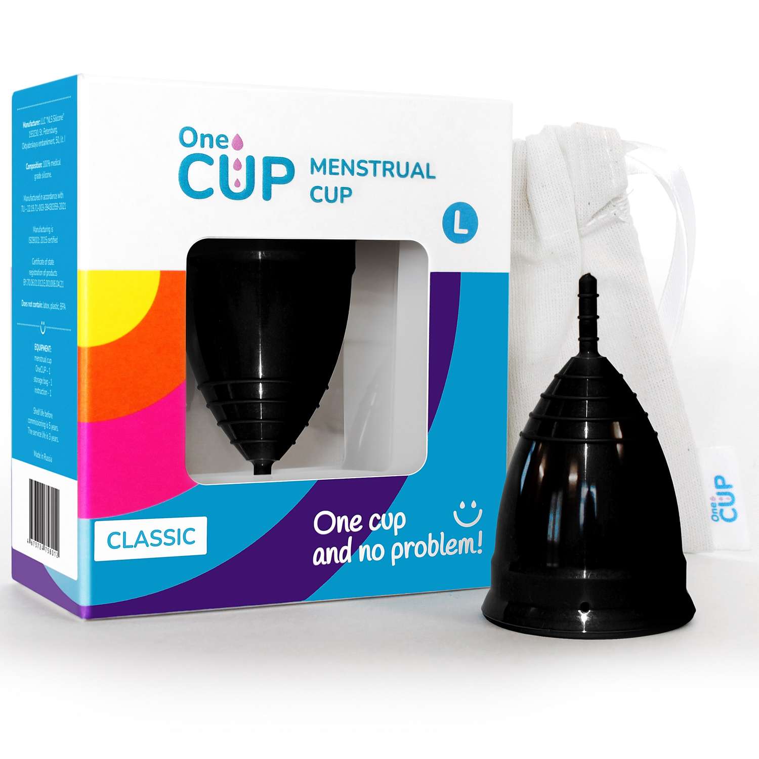 Менструальная чаша OneCUP Classic черная размер L - фото 1